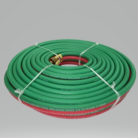 Blue Demon TWIN GAS WELDING HOSE, GRADE T, 1/4 IN X 50 FT, BB FITTINGS BDGH-T14-50BB